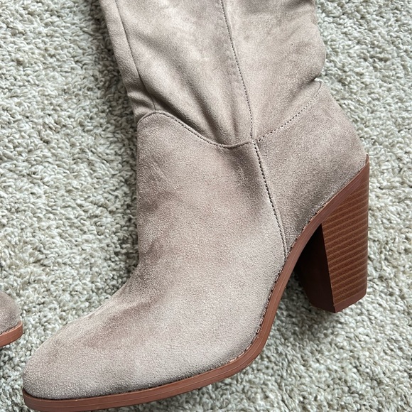 Qupid Taupe Over the Knee Boots - Picture 4 of 6